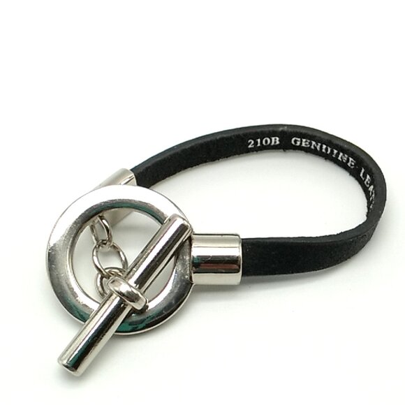 Black Leather Toggle Bracelet Unisex *Small Flaw* - Picture 11 of 14